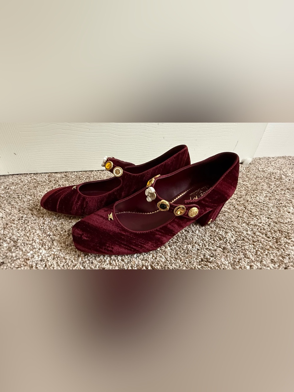 Circus NY Sam Edelman Elaine Velvet Mary Jane Heels Burgundy 8.5